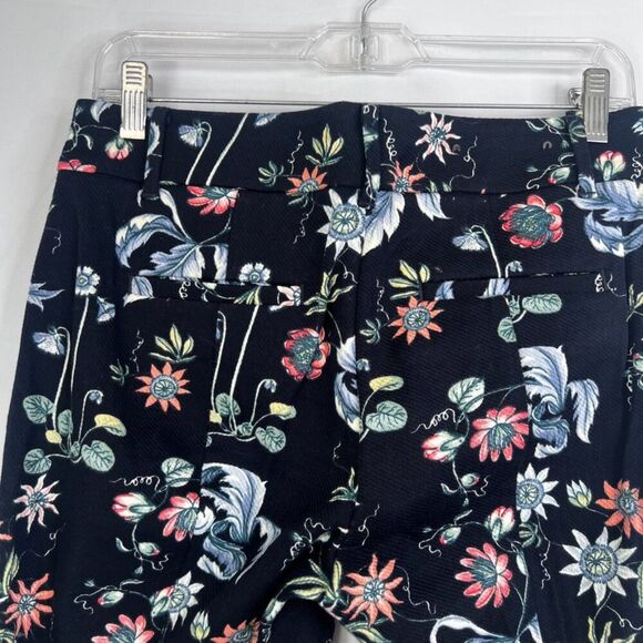 Ann Taylor Navy Floral Print Devin Fit Cotton Ankle Pant Garden Party Size 2/SM - Picture 11 of 11